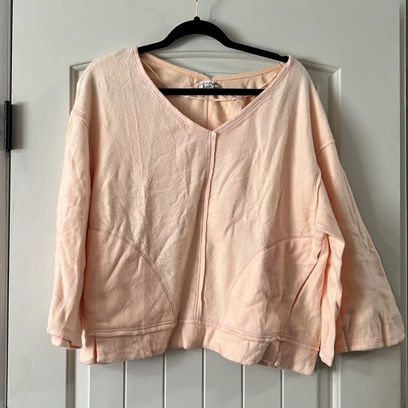 NWOT Free People Day Off Fleece Pullover & Jogger Set in the color Tender Peach - Picture 2 of 5